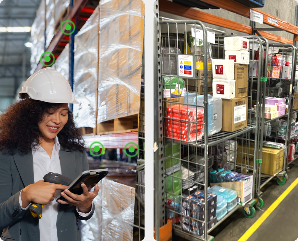 Woman in Hard hat checking iPad